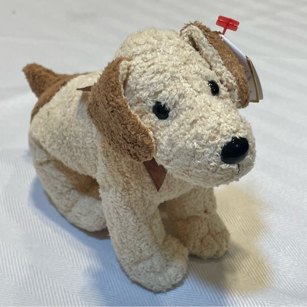 Ty Beanie Baby Dog Rufus. Tan and brown NWT